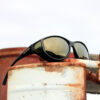 Large cat-eye fitover sunglasses with polarized gold mirror lenses
